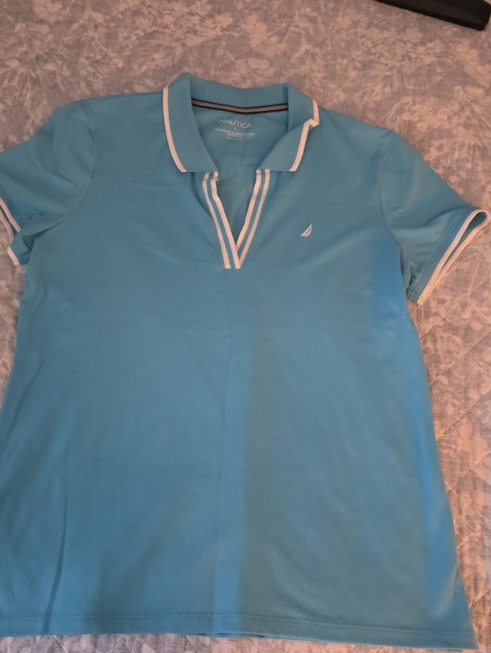 Nautica Polo Shirt Blue & Pink Large